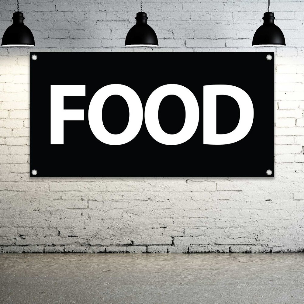 FOOD Generic Vinyl Banner 4ft Sign Festival Fair Carnival Guidance Signage Comid